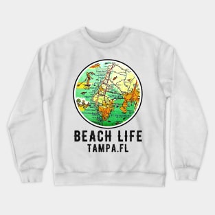 Tampa Bay Florida Vintage retro Old Map Beach Life Crewneck Sweatshirt